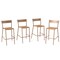 Set of 4 Light Brown Rattan Bar Stools 29" Outdoor High Chairs with Backrest Metal Frame Footrest Support